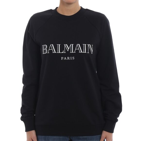 Balmain Black Cotton Logo-Print Sweatshirt - Picture 1 of 10